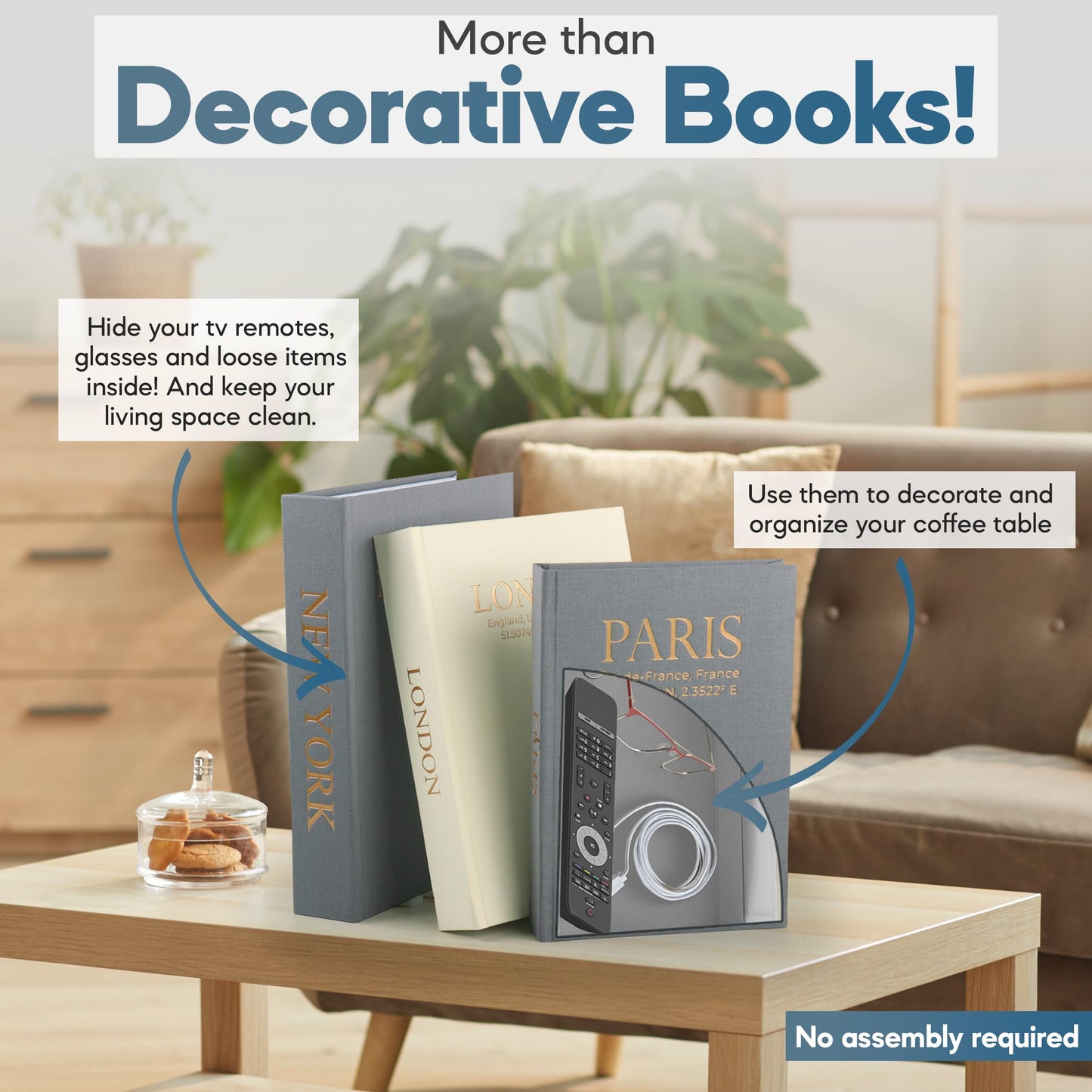 Premium Linen Decorative Books with Storage