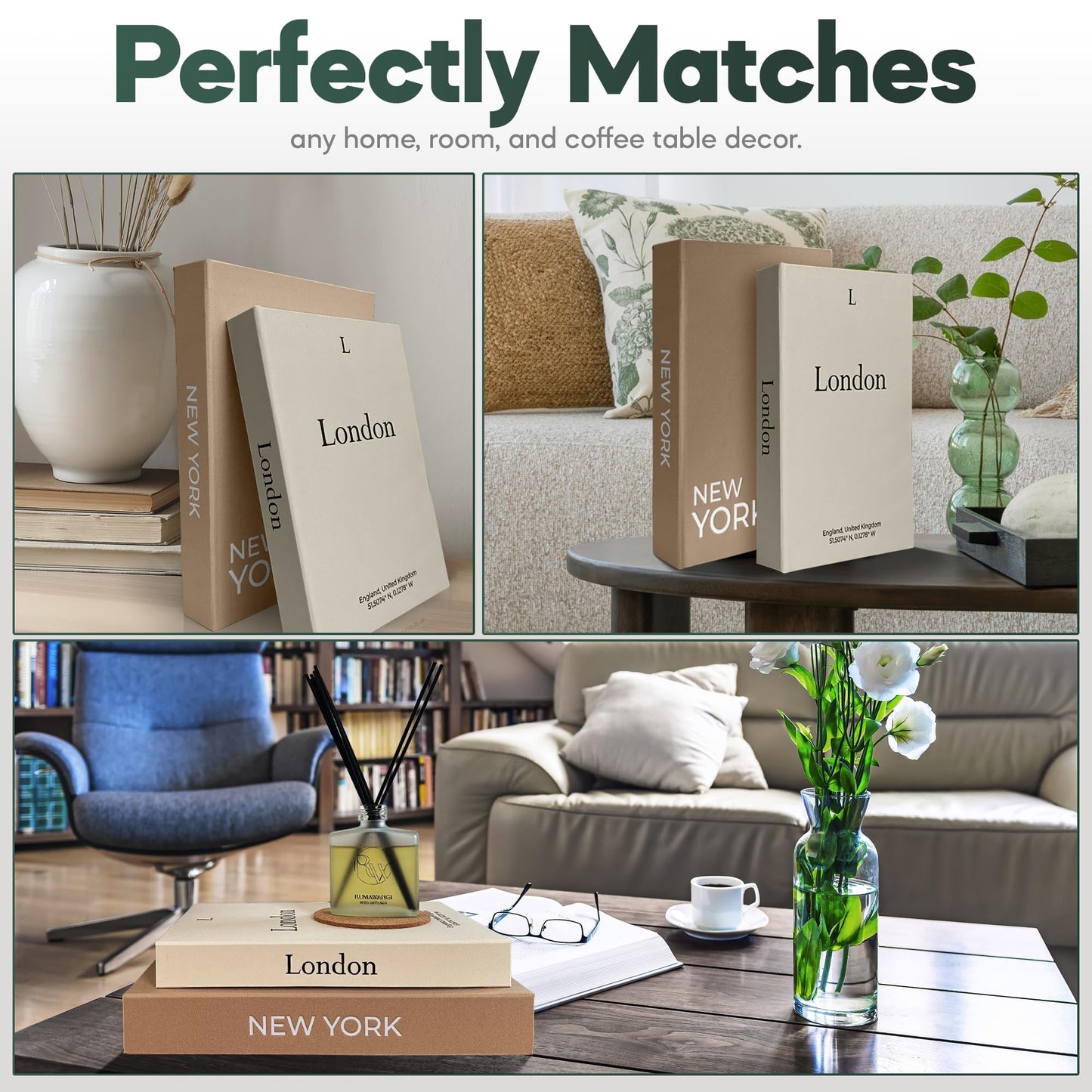Premium Linen Decorative Books with Storage