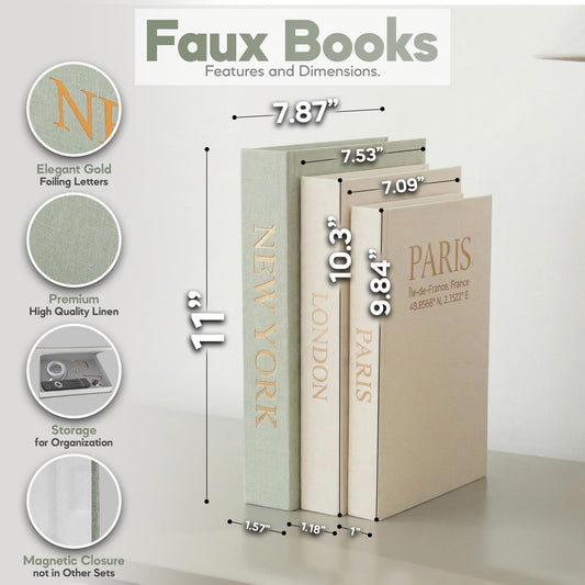 Premium Linen Decorative Books with Storage